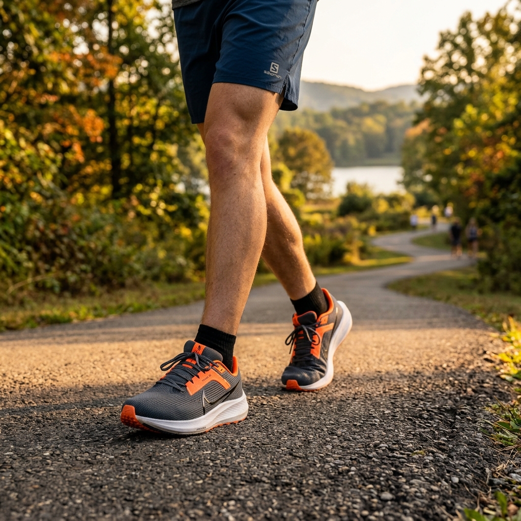 Runner walking on scenic path