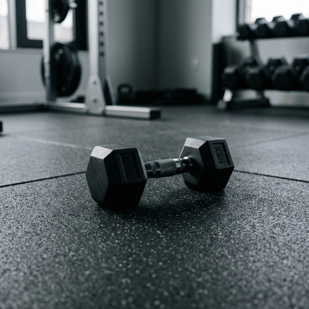 Dumbbell on gym floor